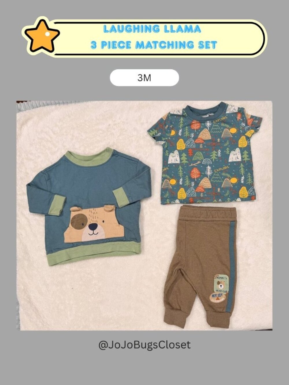 Laughing Llama 3-Piece Outfit Set | Size 3M